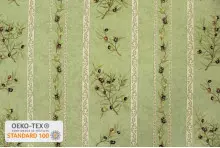 TISSU PROVENCAL BRANCHES OLIVIERS RAYURES VERT