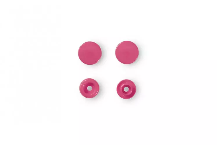 30 BOUTONS PRESSION RONDS 12 MM FRAMBOISE