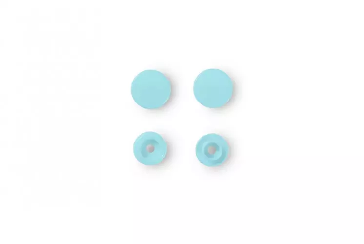 30 BOUTONS PRESSION RONDS 12 MM TURQUOISE CLAIR