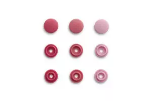 36 BOUTONS PRESSION RONDS 9 MM ROSE