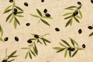 TISSU PROVENCE BRANCHES D'OLIVES FOND LIN