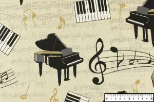 TISSU PIANO NOTES DE MUSIQUE FOND LIN