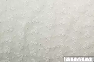 TISSU BRODERIE ANGLAISE PETITS BOUQUETS BLANC
