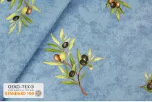 TISSU PROVENCAL BRANCHES OLIVIERS ALL OVER BLEU