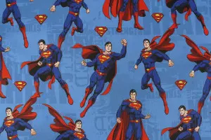 TISSU DESSIN ANIMÉ HEROS SUPERMAN BLEU