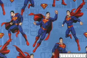 TISSU DESSIN ANIMÉ HEROS SUPERMAN BLEU