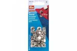 RECHARGE 10 BOUTONS PRESSION ANORAK 12 MM ARGENT