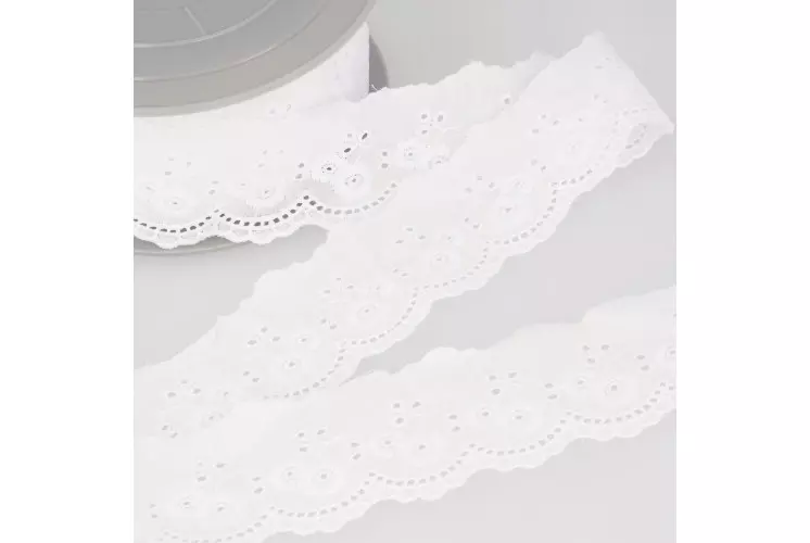 BRODERIE ANGLAISE 45MM BLANC