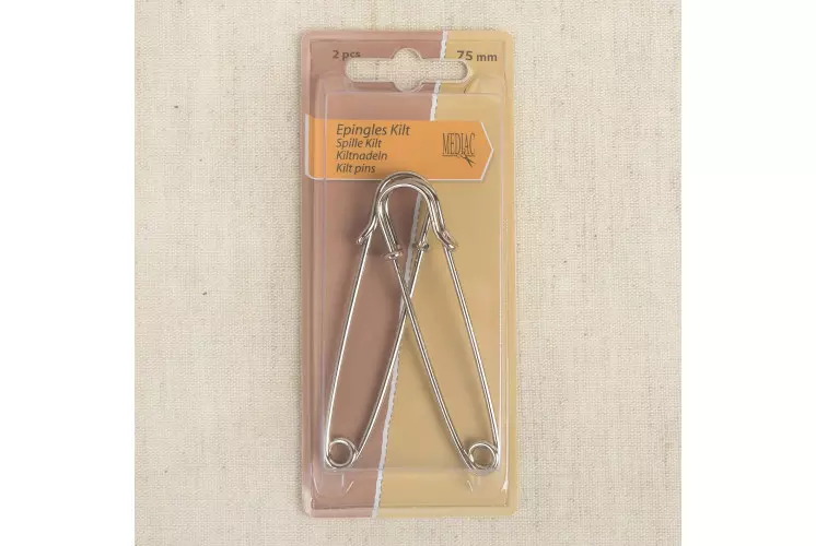 EPINGLES KILT 75MM *2PCS ARGENT