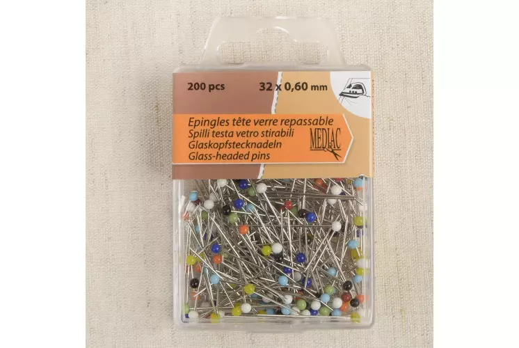 EPINGLE TETE DE VERRE BOUTON 200P MIX