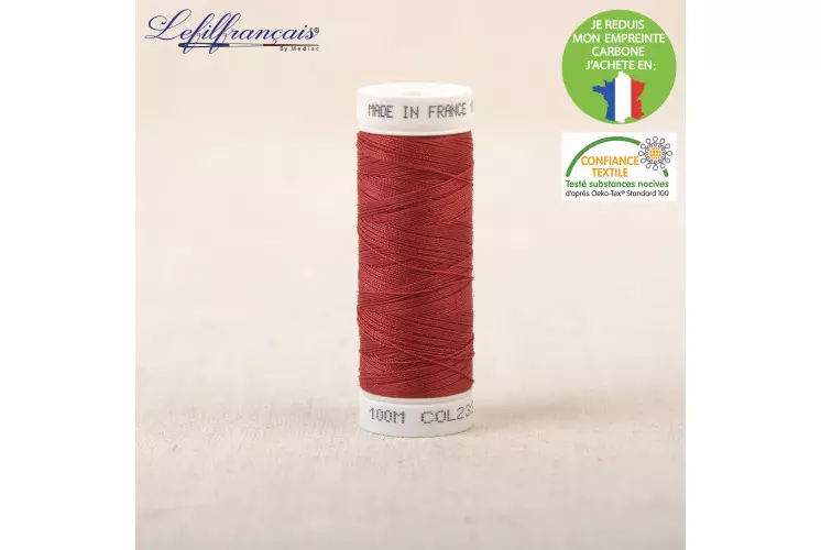 FIL POLYESTER 100M ROUGE BRAISE