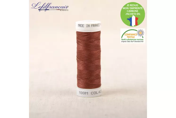 FIL POLYESTER 100M ROUGE CUIVRE