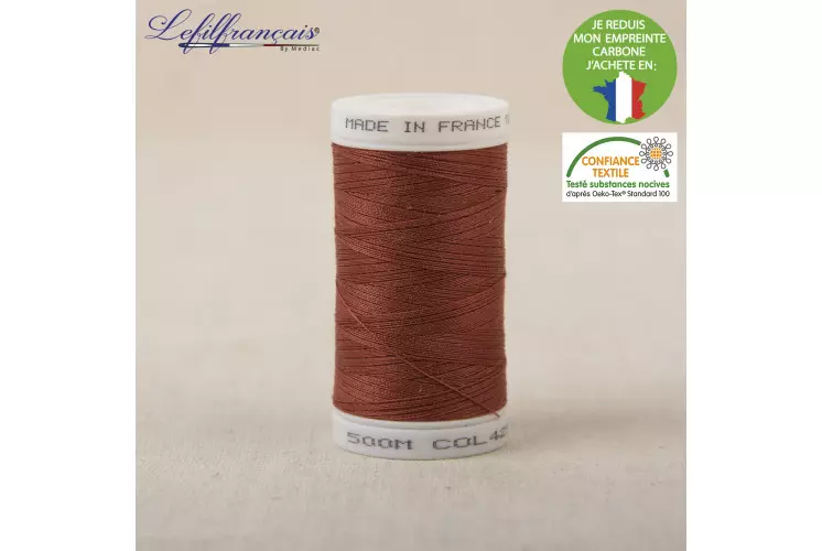 FIL POLYESTER 500M ROUGE CUIVRE