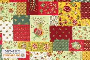 TISSU PROVENCAL PATCH RECTANGULAIRE ROUGE / VERT