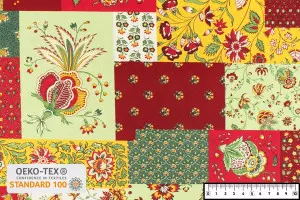 TISSU PROVENCAL PATCH RECTANGULAIRE ROUGE / VERT