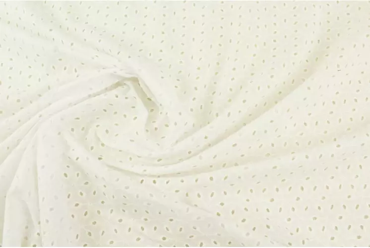 TISSU COTON BRODERIE ANGLAISE BLANC