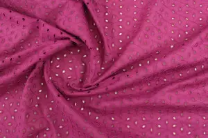 TISSU COTON BRODERIE ANGLAISE FUCHSIA