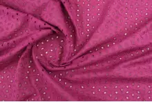 TISSU COTON BRODERIE ANGLAISE FUCHSIA