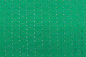 TISSU COTON BRODERIE ANGLAISE VERT