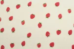 TISSU COTON DOUBLE GAZE FRAISES