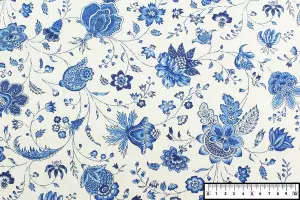 TISSU PROVENCAL INDIENNE FLEURS BLANC