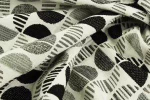 TISSU JACQUARD CHENILLÉ DEMI ROND NOIR HYDROFUGE / OLÉOFUGE