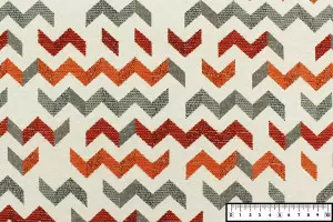 TISSU JACQUARD CHENILLÉ ZIG ZAG ROUGE HYDROFUGE / OLÉOFUGE