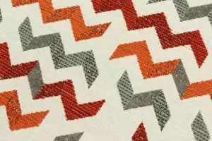 TISSU JACQUARD CHENILLÉ ZIG ZAG ROUGE HYDROFUGE / OLÉOFUGE