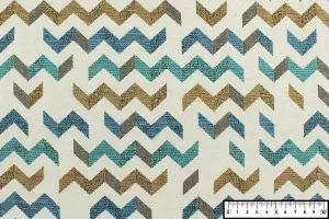 TISSU JACQUARD CHENILLÉ ZIG ZAG JADE HYDROFUGE / OLÉOFUGE