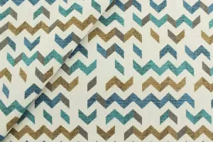 TISSU JACQUARD CHENILLÉ ZIG ZAG JADE HYDROFUGE / OLÉOFUGE