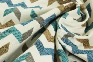 TISSU JACQUARD CHENILLÉ ZIG ZAG JADE HYDROFUGE / OLÉOFUGE