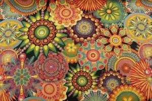 TISSU JACQUARD SEVENTIES MANDALAS