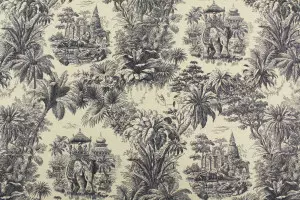 TISSU TOILE DE JOUY BLEU MARINE