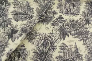 TISSU TOILE DE JOUY BLEU MARINE