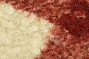 TISSU LAINAGE CARREAUX BOUCLETTES ÉCRU/ROUGE