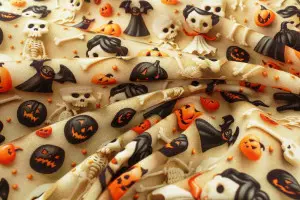 TISSU HALLOWEEN SQUELETTE SORCIER CITROUILLE