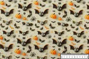 TISSU HALLOWEEN CHAUVES-SOURIS CITROUILLES