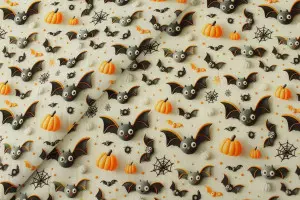 TISSU HALLOWEEN CHAUVES-SOURIS CITROUILLES