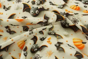 TISSU HALLOWEEN CHAUVES-SOURIS CITROUILLES