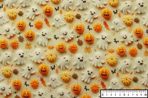 TISSU HALLOWEEN FANTOMES CITROUILLES