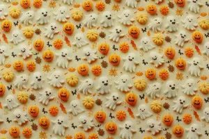 TISSU HALLOWEEN FANTOMES CITROUILLES