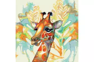 CARRÉ DÉCO VINTAGE GIRAFE AQUARELLE