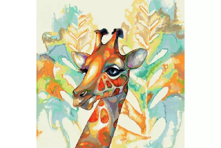 CARRÉ DÉCO VINTAGE GIRAFE AQUARELLE