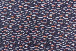 TISSU COTON MULTITUDE POISSONS MARINE