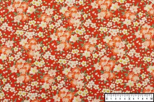 TISSU COTON FLEURS DE CERISIER ROUGE