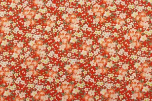 TISSU COTON FLEURS DE CERISIER ROUGE