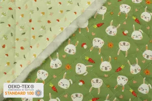 TISSU MATELASSÉ LAPINOU CAROTTES VERT