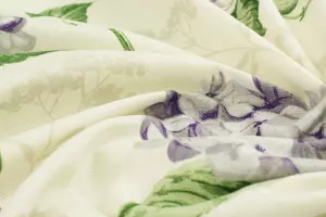 TISSU TOILE FLEURS HORTENSIA ÉCRU