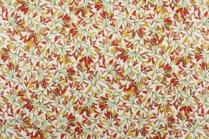 TISSU COTON FLEURS D'ERABLE ROUGE