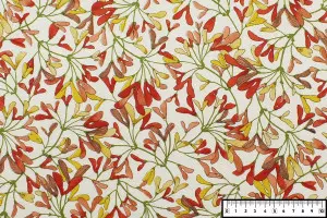 TISSU COTON FLEURS D'ERABLE ROUGE